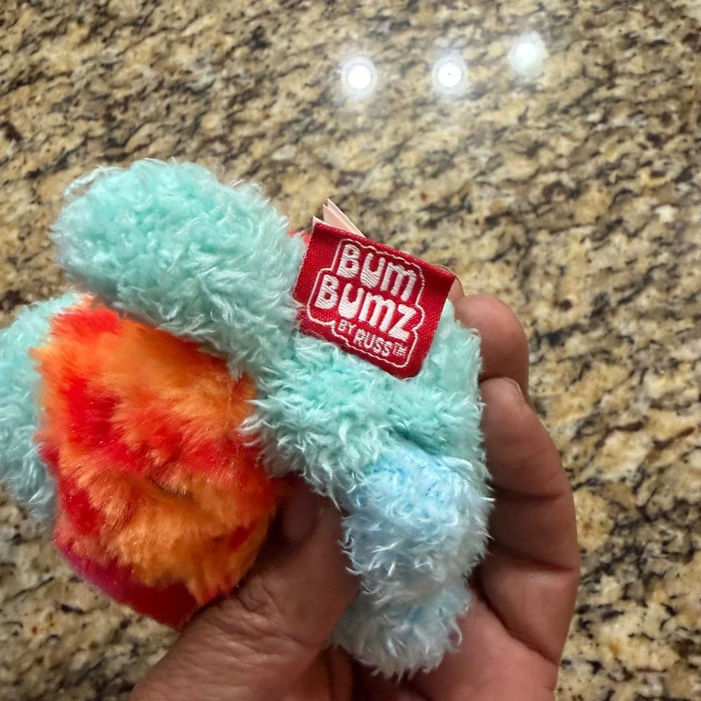 BumBumz by Russ Groovy Bumz Aqua Blue Tie Dye Fuzzy Plush Toy Mini